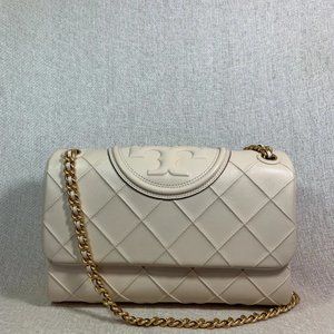 Tory Burch New Cream Soft Fleming Convertible Shoulder Bag